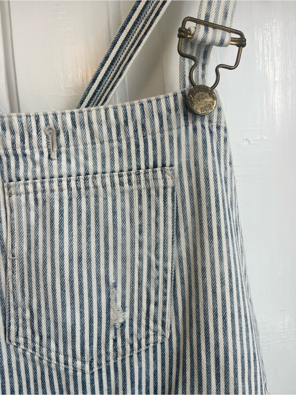 Levi's faded pinstripe overalls